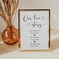 Modern Heart Script Our Love Story Wedding Sign