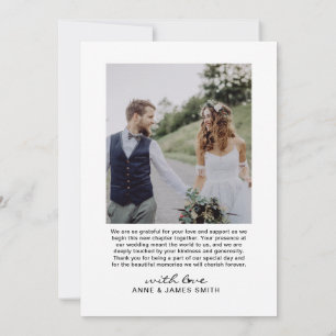 Modern Heart Script Photo Collage Editable Message Thank You Card