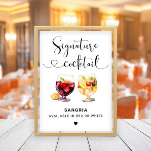Modern Heart Script Sangria Cocktail Sign Invitation