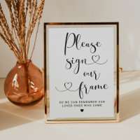 Modern Heart Script Sign Our Frame Wedding Sign