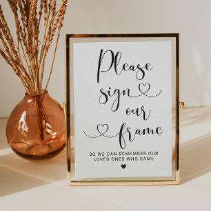 Modern Heart Script Sign Our Frame Wedding Sign Invitation