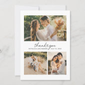 Modern Heart Script Wedding Photo Collage Thank You Card (Front)
