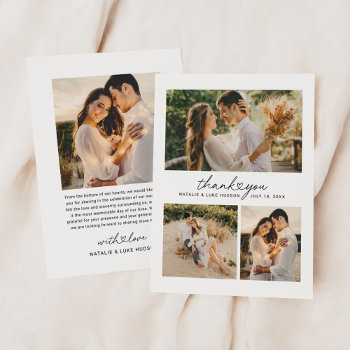 Modern Heart Script Wedding Photo Collage Thank You Card by Plush_Paper at Zazzle