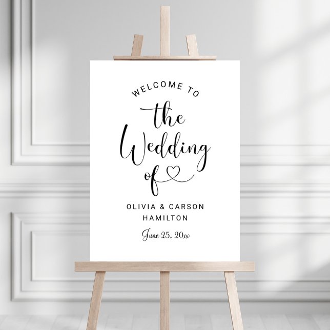 Modern Heart Script Wedding Reception Welcome Foam Board (Creator Uploaded)