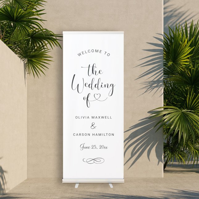 Modern Heart Script Wedding Welcome Retractable Banner (Creator Uploaded)