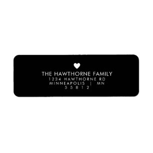 Modern Heart Send Love Minimal Black Address Label