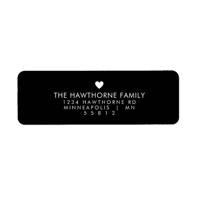 Modern Heart Send Love Minimal Black Address  Label (Front)