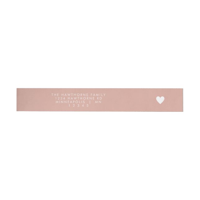 Modern Heart Send Love Minimal Blush Pink Address  Wrap Around Address Label (Individual)