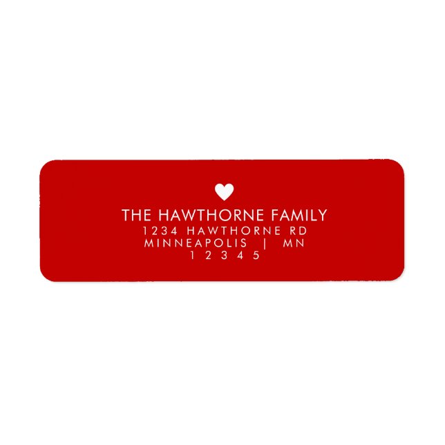 Modern Heart Send Love Minimal Chic Red Address  Label (Front)