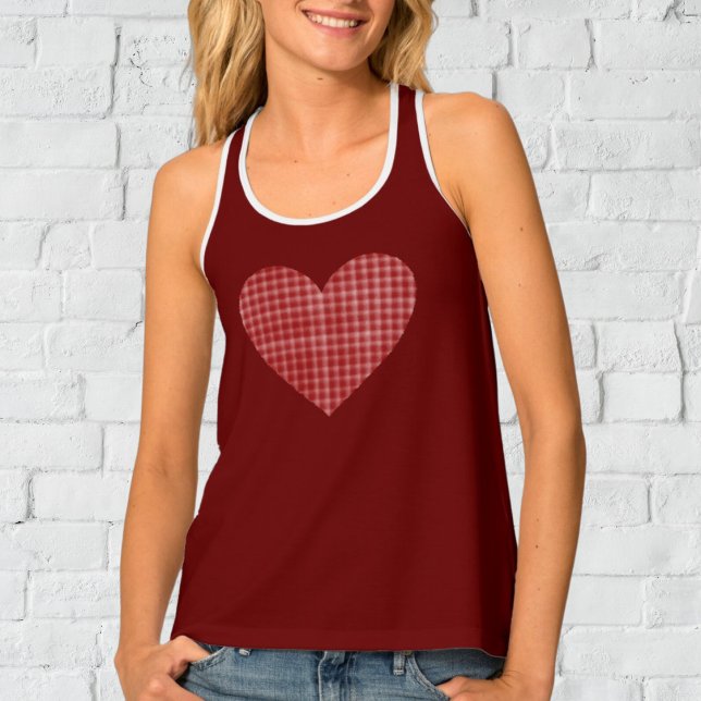 Modern Heart Shape Red Maroon Tank Top (Creator Uploaded)