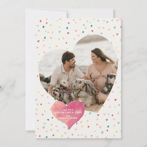 Modern Heart Shaped Photo Happy Valentines Day Ho Holiday Card