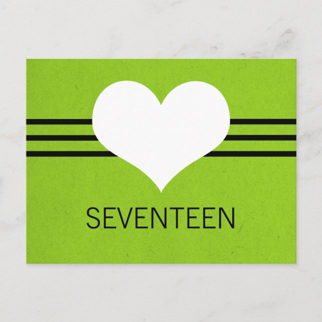 Modern Heart Table Number Postcard, Green (Front)