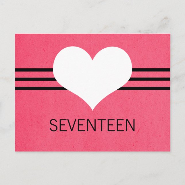 Modern Heart Table Number Postcard, Pink (Front)