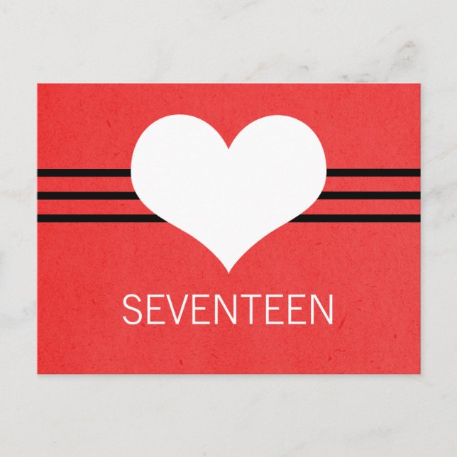 Modern Heart Table Number Postcard, Red (Front)