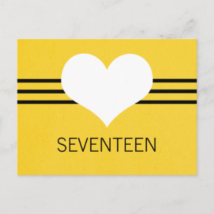 Modern Heart Table Number Postcard, Yellow