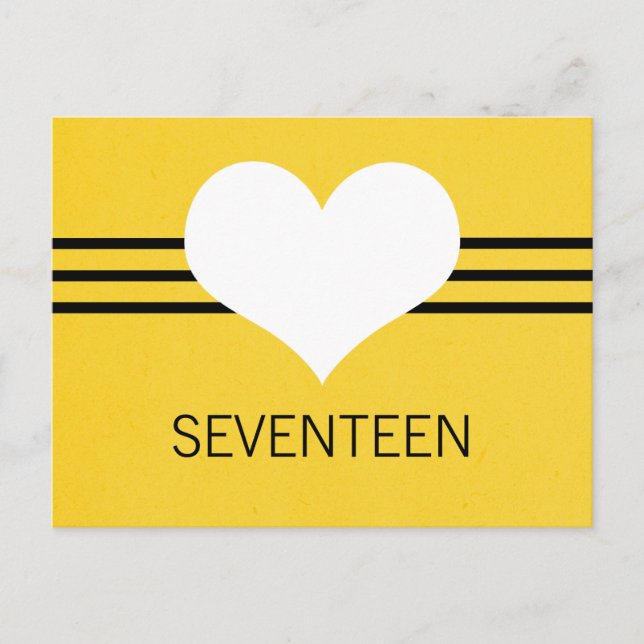 Modern Heart Table Number Postcard, Yellow (Front)