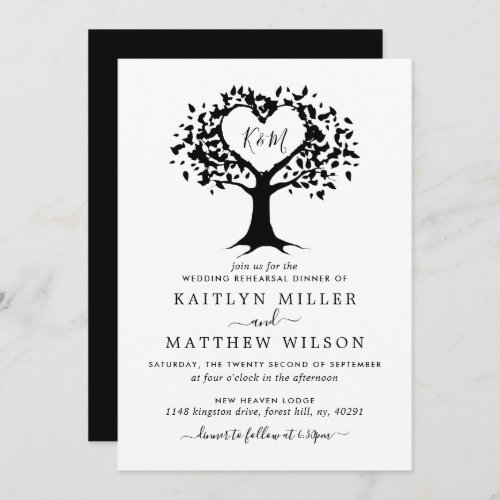 Modern Heart Tree Wedding Rehearsal Dinner Invitation