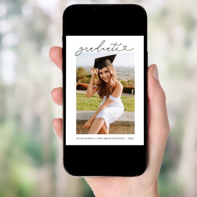 Modern Heart Typography Graduation Invitation (Front Digital)