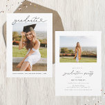Modern Heart Typography Graduation Invitation<br><div class="desc">This minimalist graduation invitation is a front and back design that features heart calligraphy,  2 photos a back invitation.</div>