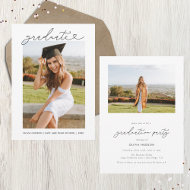 Modern Heart Typography Graduation Invitation