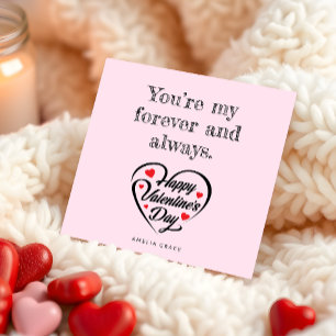Modern Heart Typography Soft Pink Valentine Day Note Card