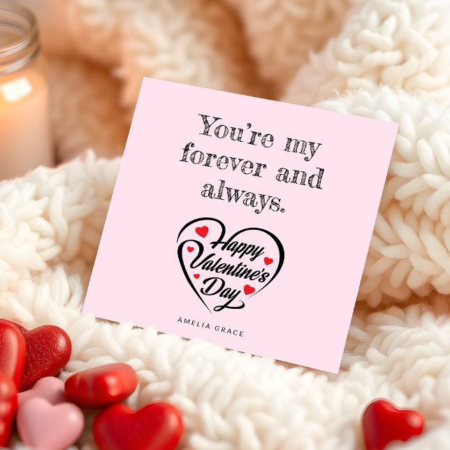 Modern Heart Typography Soft Pink Valentine Day  Note Card (Creator Uploaded)
