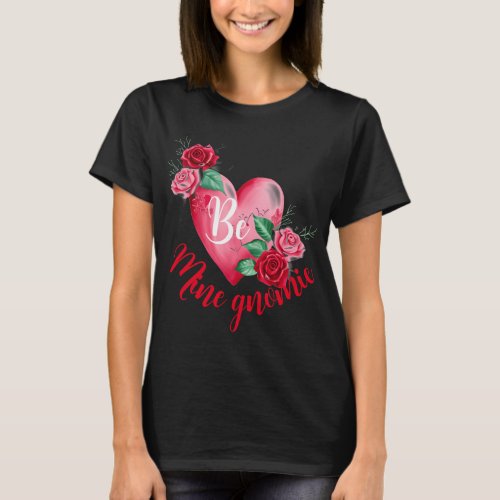 Modern heart with red roses be mine gnomie T_Shirt