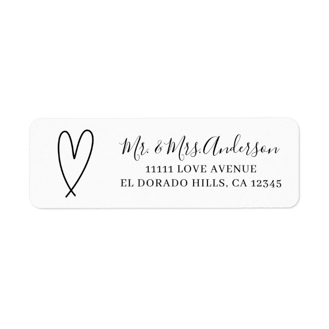 Modern Hearts Black & White Minimal Bridal Shower Label (Front)
