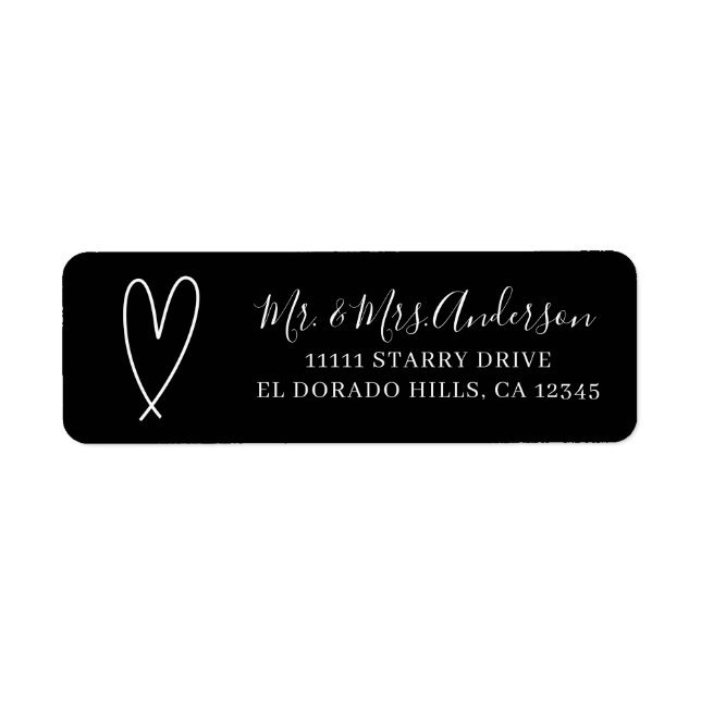 Modern Hearts Black & White Minimal Bridal Shower Label (Front)