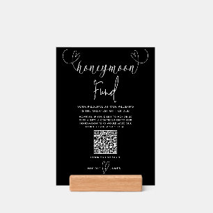 Modern Hearts Black White Wedding Honeymoon Fund Holder