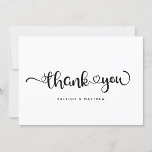Modern Hearts Brush Script Modern Wedding Thank You Card