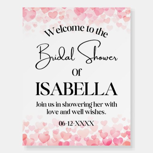 Modern Hearts Classic Bridal Shower Welcome Sign 