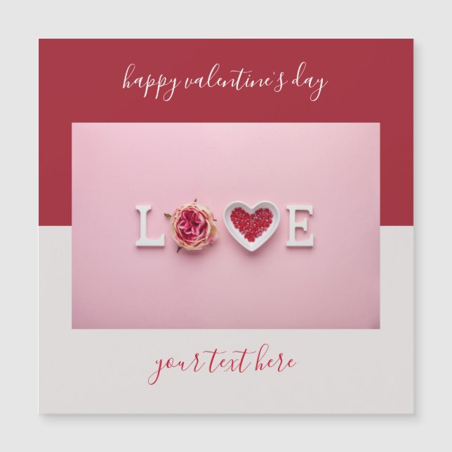 Modern Hearts Colorblock Valentine Magnetic Card (Front)
