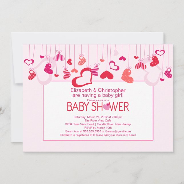 Modern Hearts Couples Baby Shower Invitation (Front)