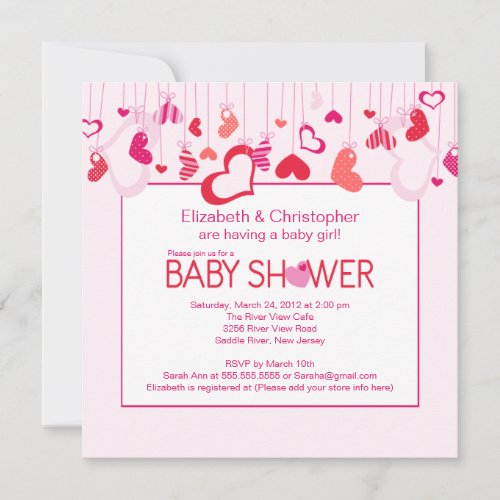 Modern Hearts Couples Baby Shower Invitation