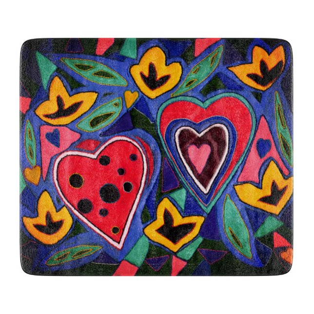 Modern hearts cutting board (Front)