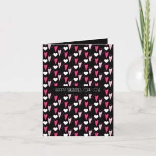 Modern Hearts Mixed Pattern Valentines Day Card