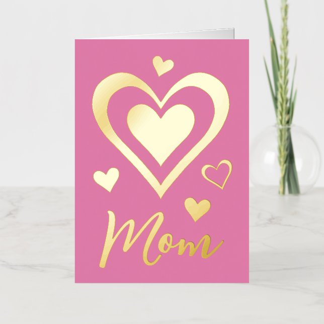 Modern Hearts Mother's Day Mom Gold  Foil Greeting Card (Front)