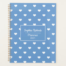 Modern hearts pattern blue personalized