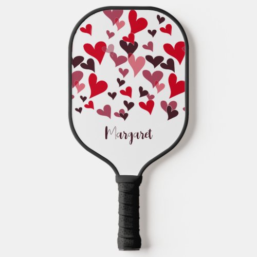 Modern Hearts Personalized Red Pink Plum Girly  Pickleball Paddle