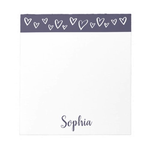 Modern Hearts Personalized Stationery Notepad