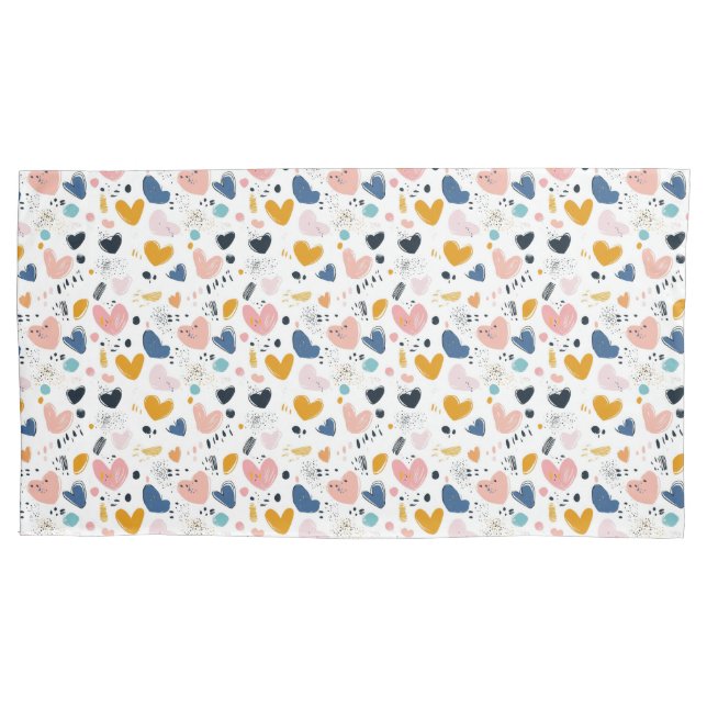 Modern Hearts Pillow Case (Front-Left)