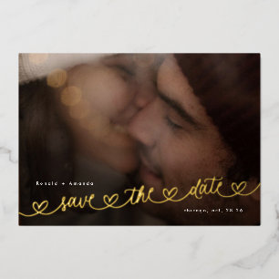 Modern Hearts Save The Date Photo Wedding Website Foil Invitation