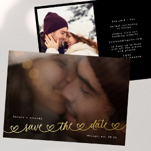 Modern Hearts Save The Date Photo Wedding Website Foil Invitation