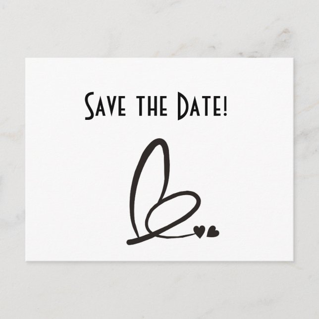 Modern Hearts Save the Date Postcard (Front)