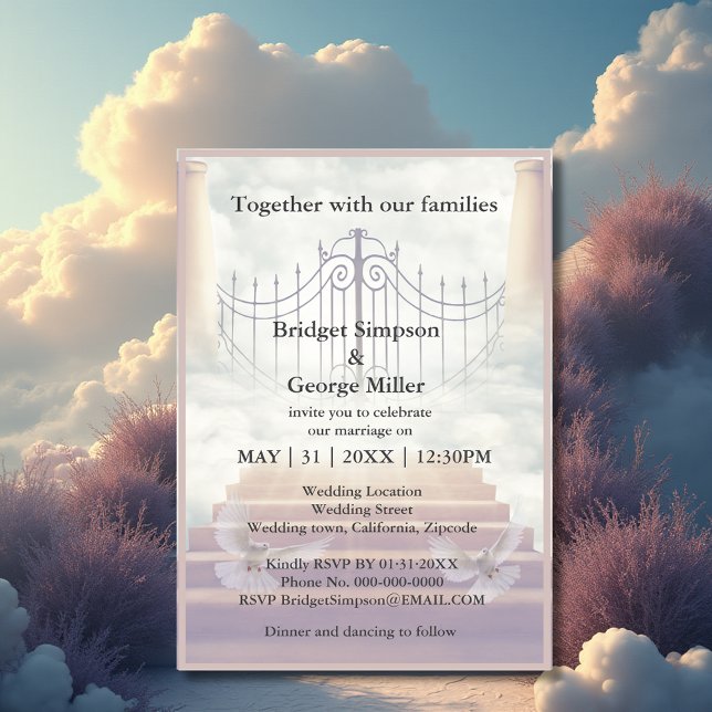 modern heaven stairway holy matrimony invitation (Creator Uploaded)