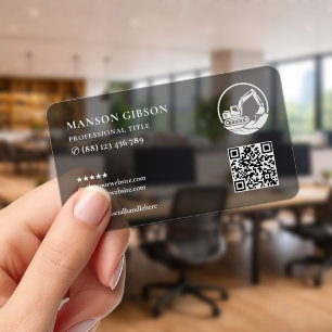 Modern Heavy Equipment Operator Transparent Black Clear Business Cards