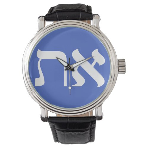 Modern Hebrew Aleph Tav White Typography Watch