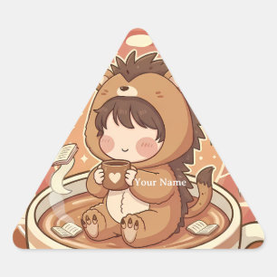 Modern Hedgehog Coffee Triangle Tech Decal Sticker