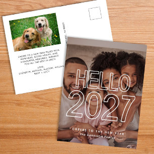 Modern Hello 2027 Photo New Year Holiday Postcard